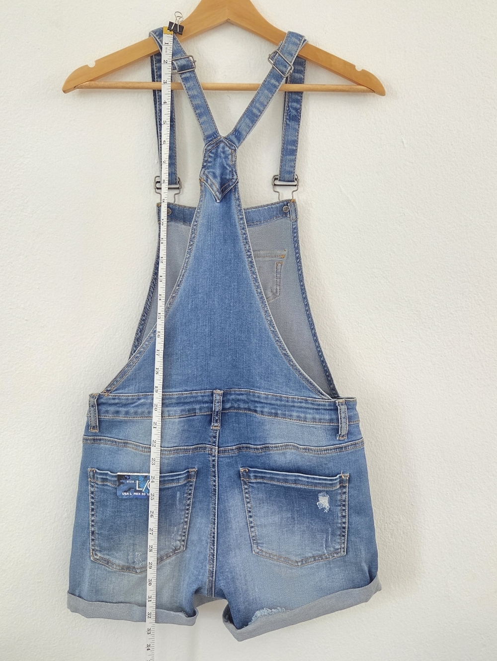 Funky Soul Distressed Studded Denim Short Overalls NWT - Picture 14 of 16